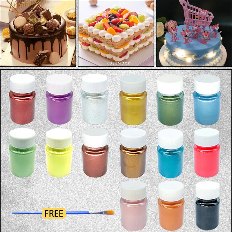 15g Edible Gold Powder Mousse Cake Fondant Macaron Chocolate Decoration Glitter Orange Pearl Baking Color Dust | Дом и сад
