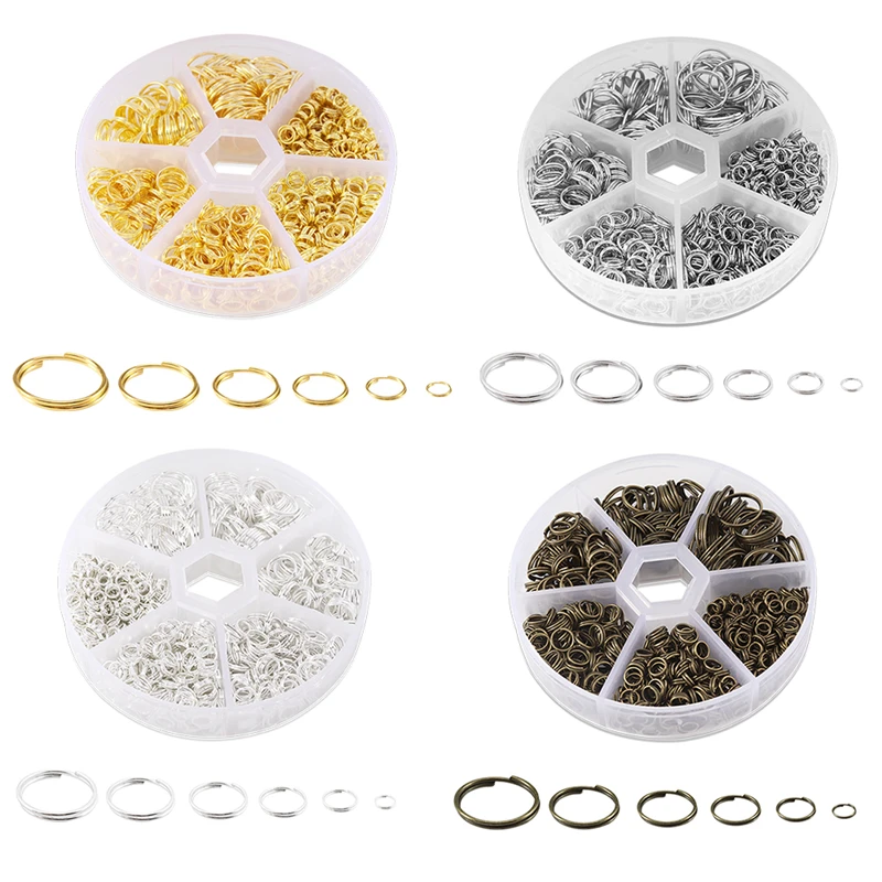 

SAUVOO 4 6 8 10mm Gold Silver Color Double Loop Open Rings Metal DIY Jewelry Findings Split Rings Connectors for Jewelry Making