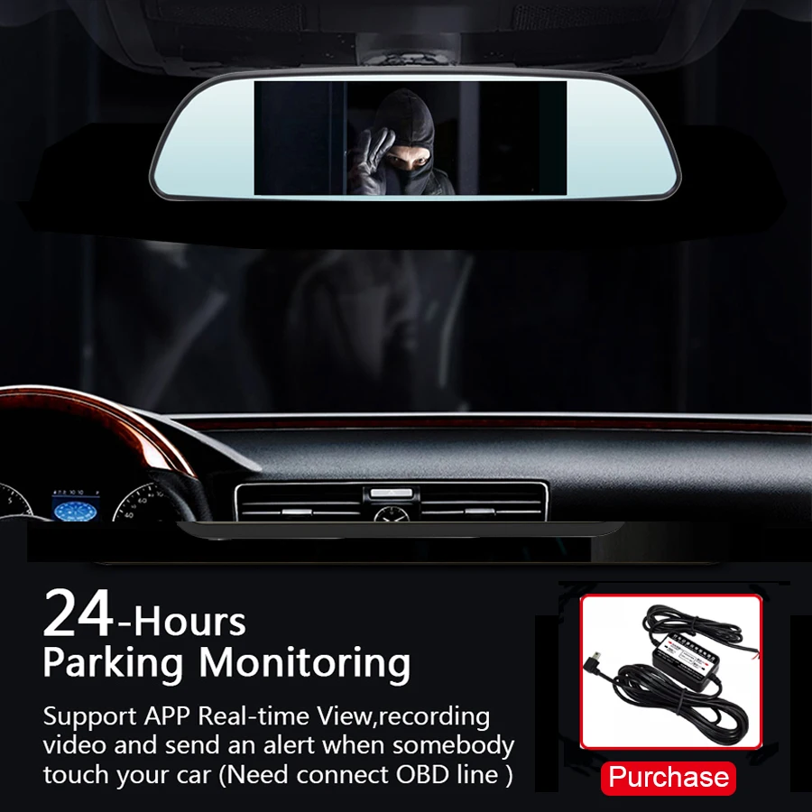 Anfilite 7 дюймовый сенсорный экран 1080P Автомобильный видеорегистратор с двумя