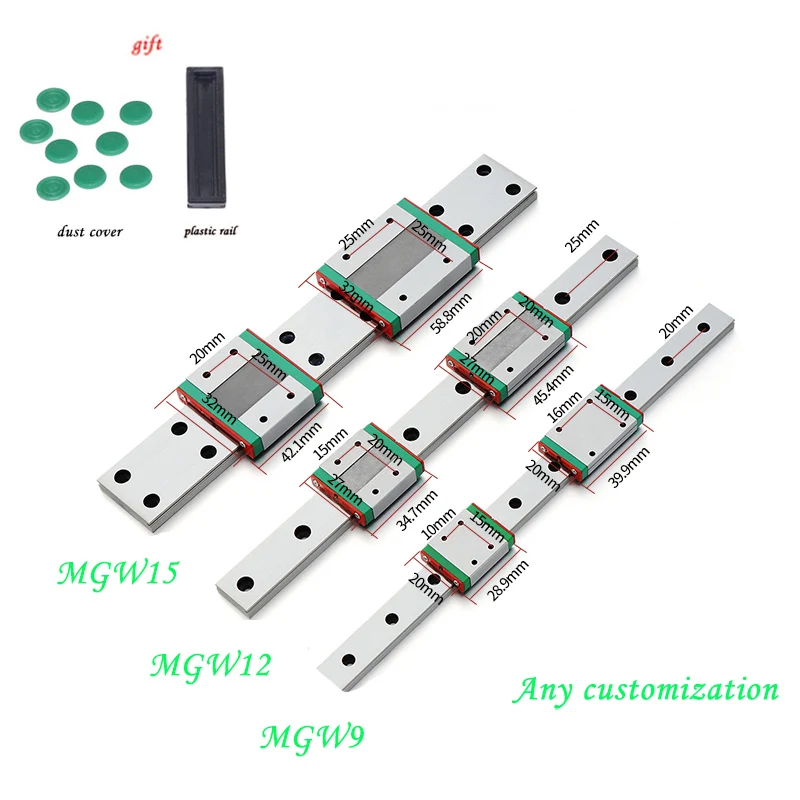 

Linear Rail Slide MGW7 MGW9 MGW12 MGW15 Guide Rail Miniature MGN Linear Guide MGW Carriage CNC 3D Printer 200 300 400 500 1000mm