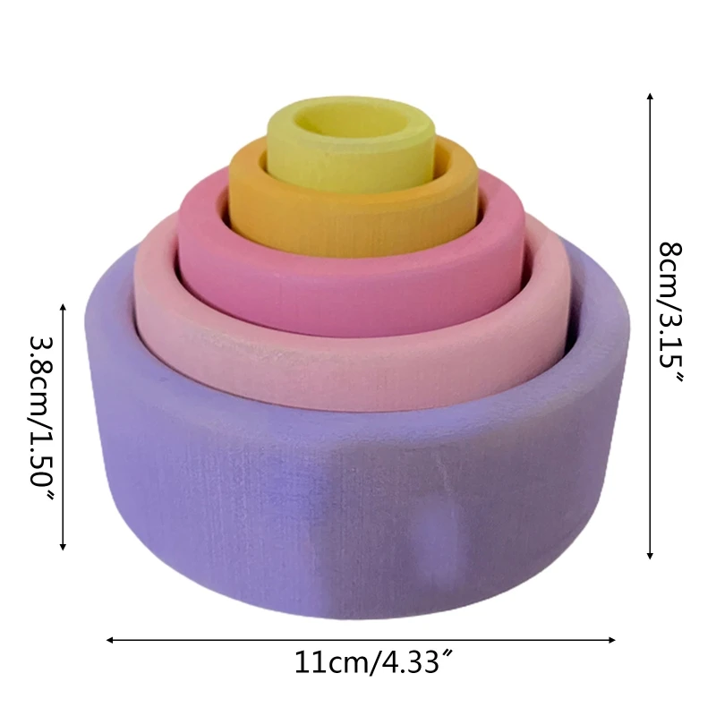 

5 Pcs Baby Wooden Rainbow Stacker Kids Creative Educational Toys Gifts Children Stacking Game Learning Building Blocks