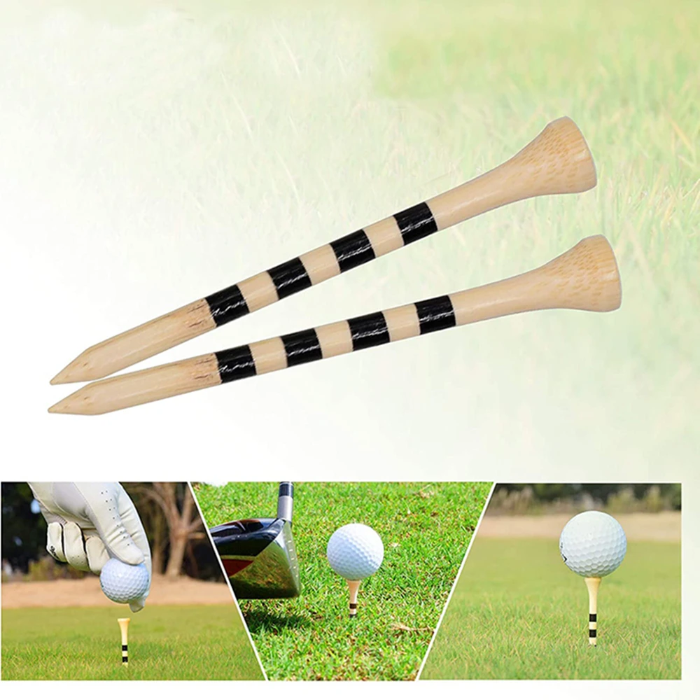 100 Pcs Bamboo Golf Tees 70mm 83mm White Red Wood Color Stripe Golf Ball TEE Golf Training Aids Accessories THANKSLEE