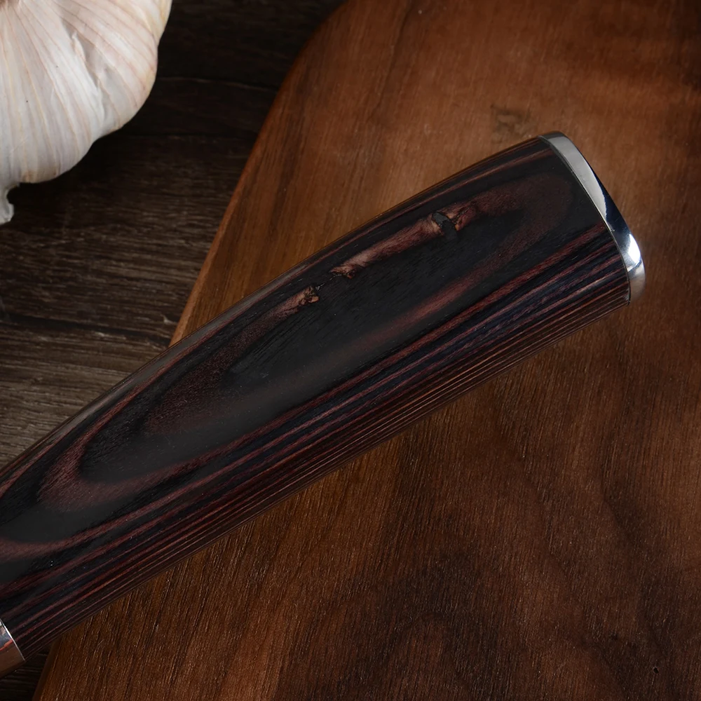 Qing 7-дюймовый нож из нержавеющей стали для резки цветной с деревянной ручкой