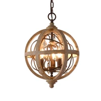 nordic design retro chandelier lighting hanging pendant lamp indoor living room round wood loft suspension vintage light