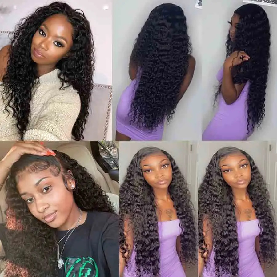 30 Inch Water Wave Lace Closure Wig Transparent 13x4 Lace Frontal Human Hair Wigs For Black Women Peruvian Curly Lace Front Wig