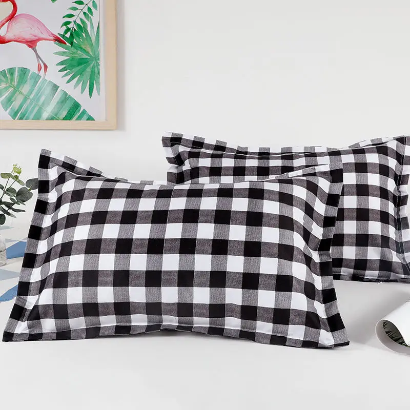 

Hotel Home Neck Pillows 40x60cm Pure Color Stitching Lattice Decorative Pillows Simplicity Student Dormitory Single Pillow Set