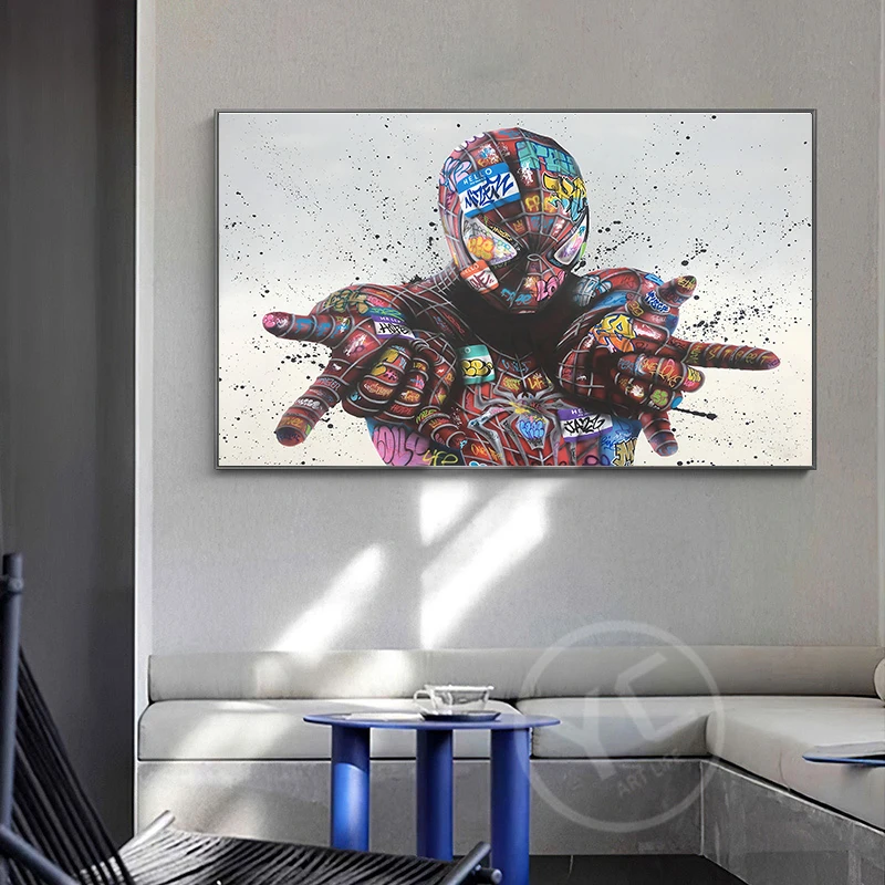 

Marvel Giraffiti Art Poster Superhero Print Canvas Painting Abstract Spiderman Wall Art Picture for Bedroom Living Home Decor