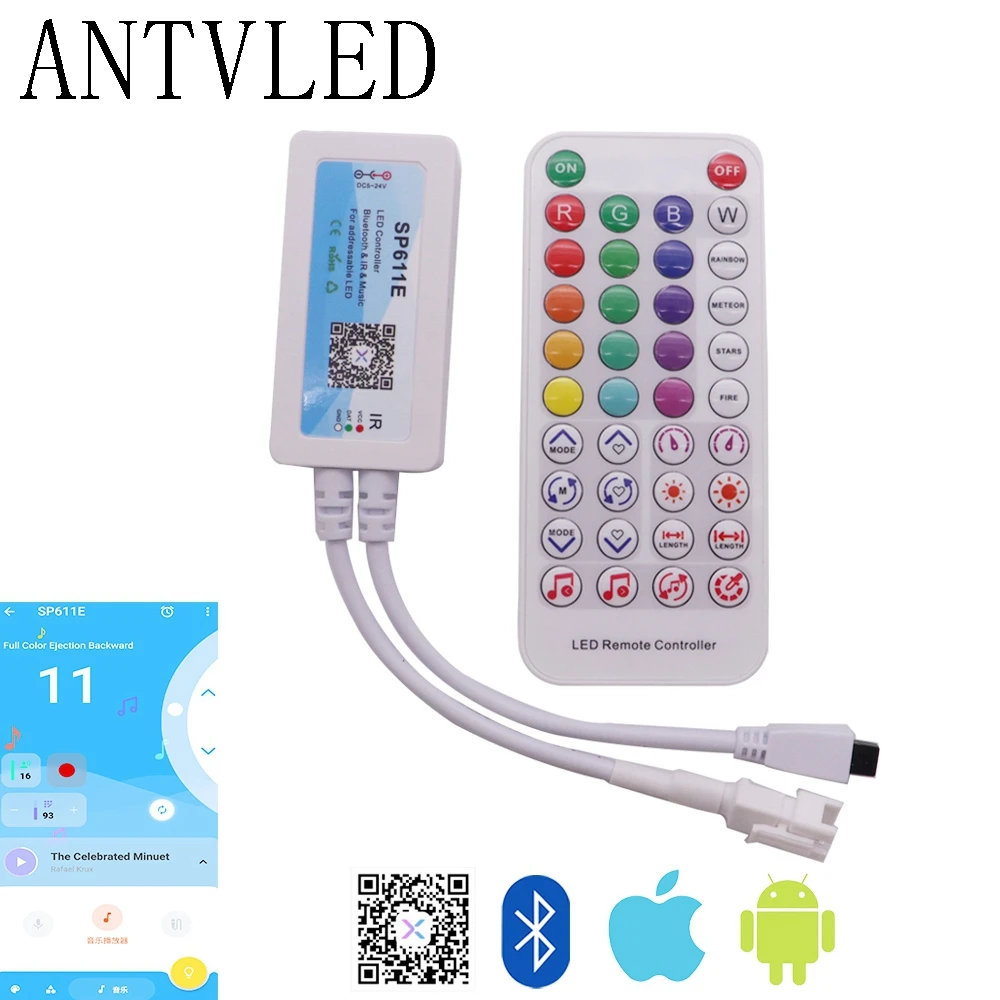 RGB смарт-музыка Bluetooth смарт-контроллер SP611E для WS2812B SK6812 WS2811 адресная Светодиодная