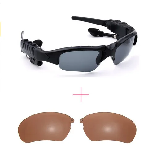 with brown lens Уличные очки, Bluetooth, солнцезащитные очки, наушники, стерео, беспроводные, спортивные, для верховой езды, песня, вызов, наушники, наушники для xiomi xiami sony - Цвет: with brown lens