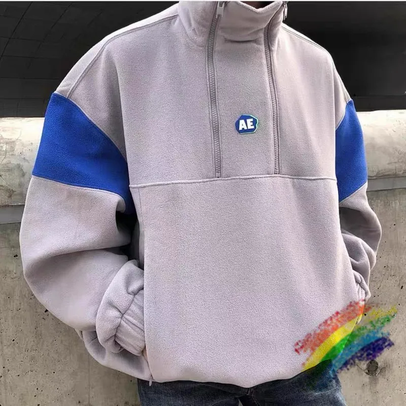 

2020fw Fleece Half zipper Ader Error JACKET Men Women 1:1 Top Quality AE Letter Stand Collar Patchwork Adererror Jackets
