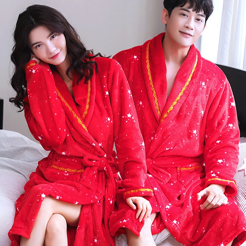 Зимний теплый банный халат из кораллового флиса домашняя одежда с длинным
