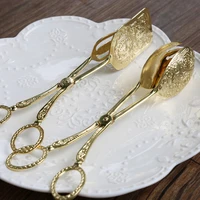 new food tong gold plated snack cake clip salad bread pastry clamp baking barbecue tool fruit salad cake clip kitchen utensils