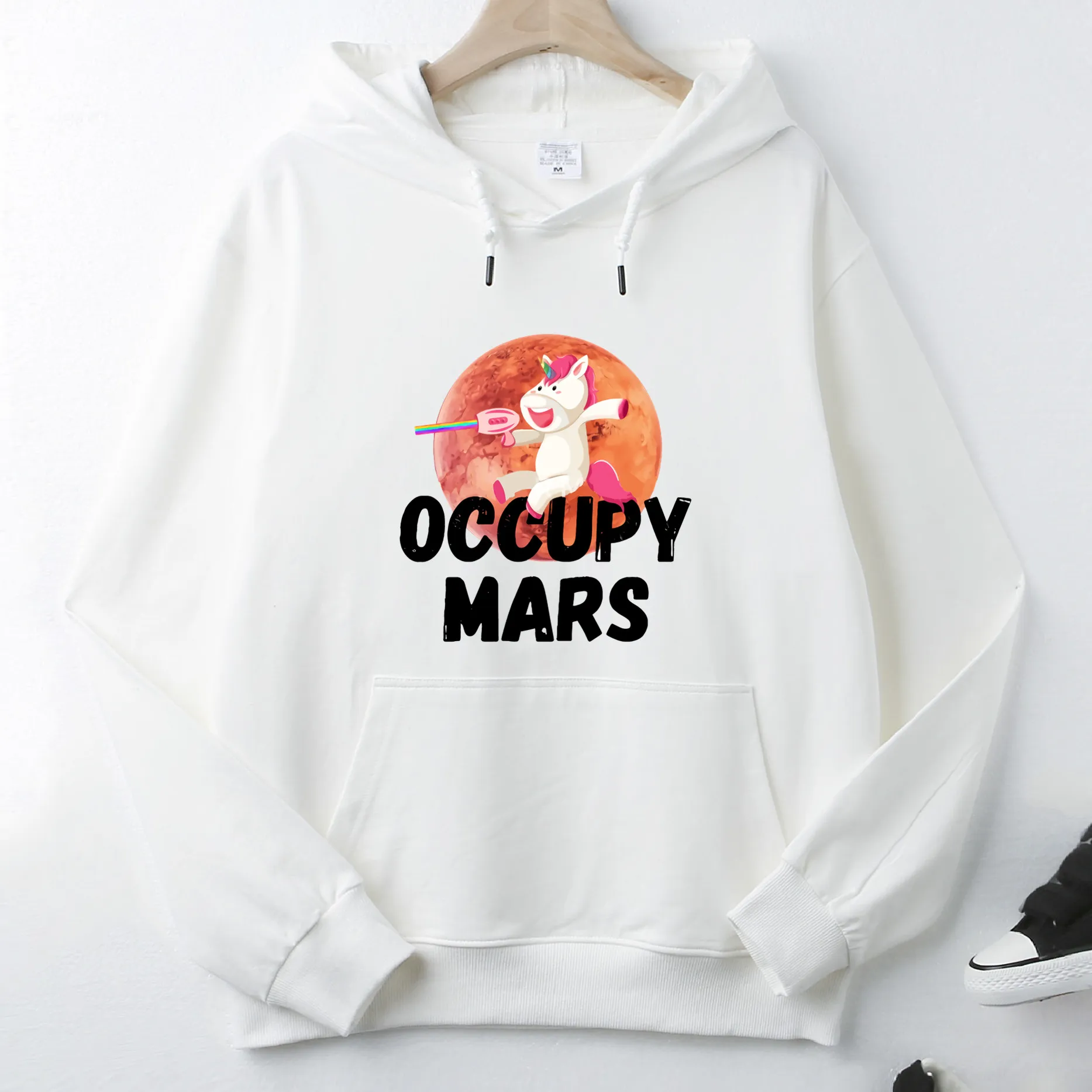 

Occupy Mars Cartoon Animal Horse Autumn Winter Hoodie Slim Long Sleeve Pocket Sweatshirt Unique Unisex Tops Pullover