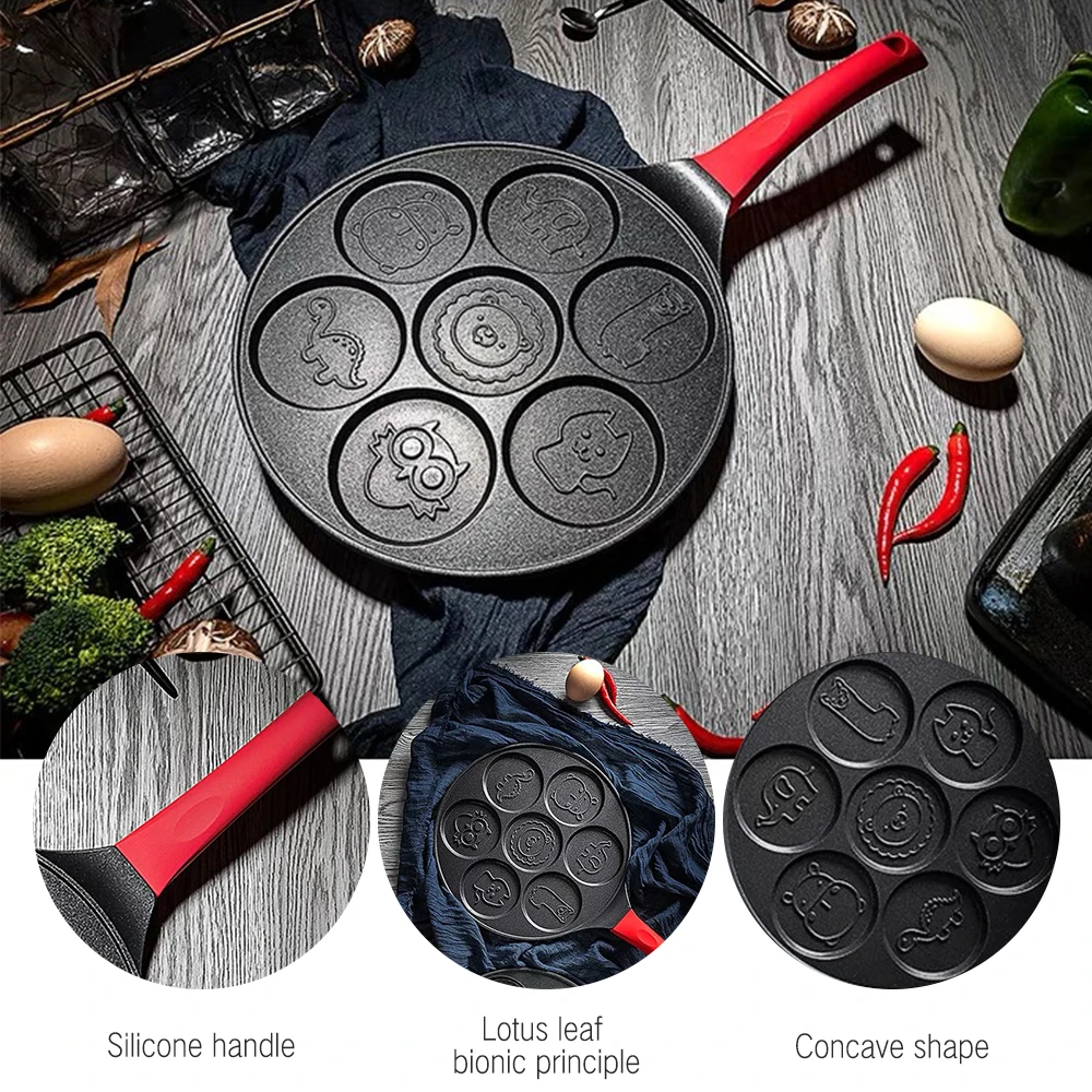 

7-Hole Frying Pot Thickened Omelet Pan Non-Stick Egg Pancake Steak Pan Cooking Egg Ham Pans Breakfast Maker Cooking Pot