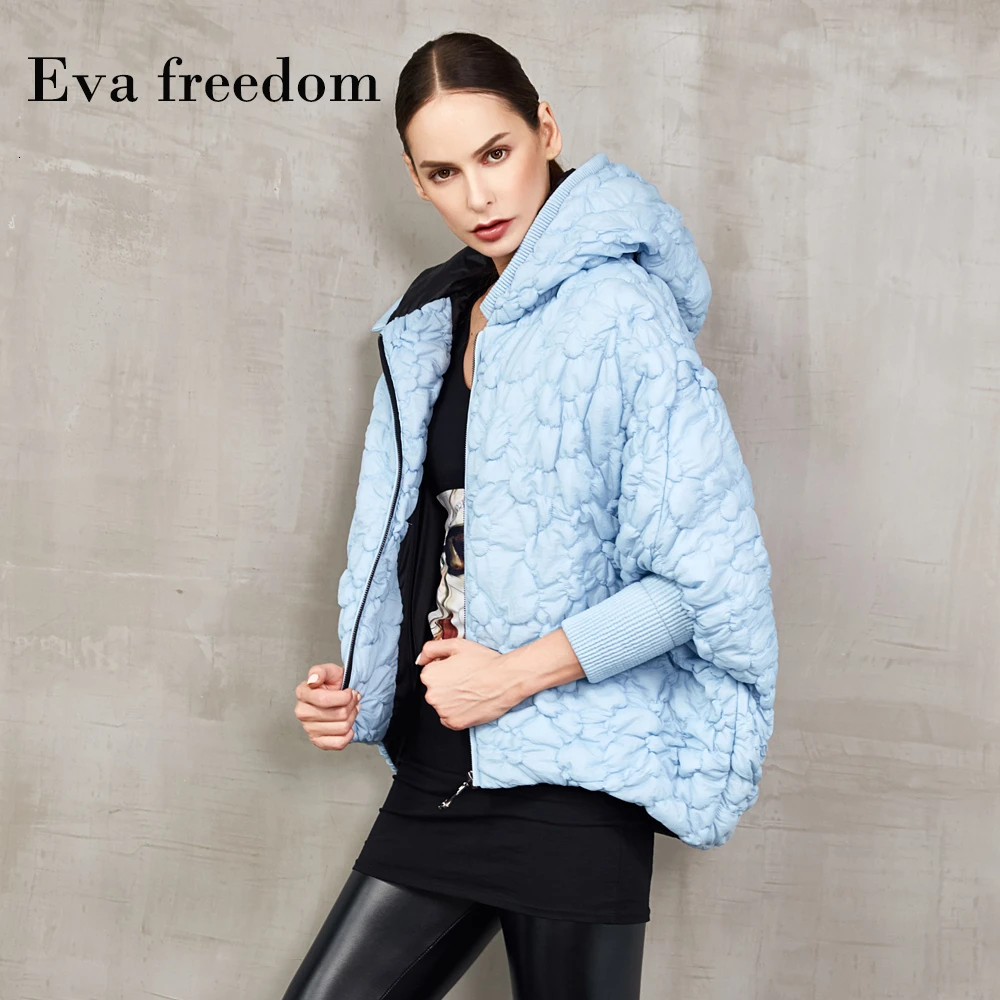 Женский зимний пуховик с капюшоном флуоресцентный рукавом летучая мышь и