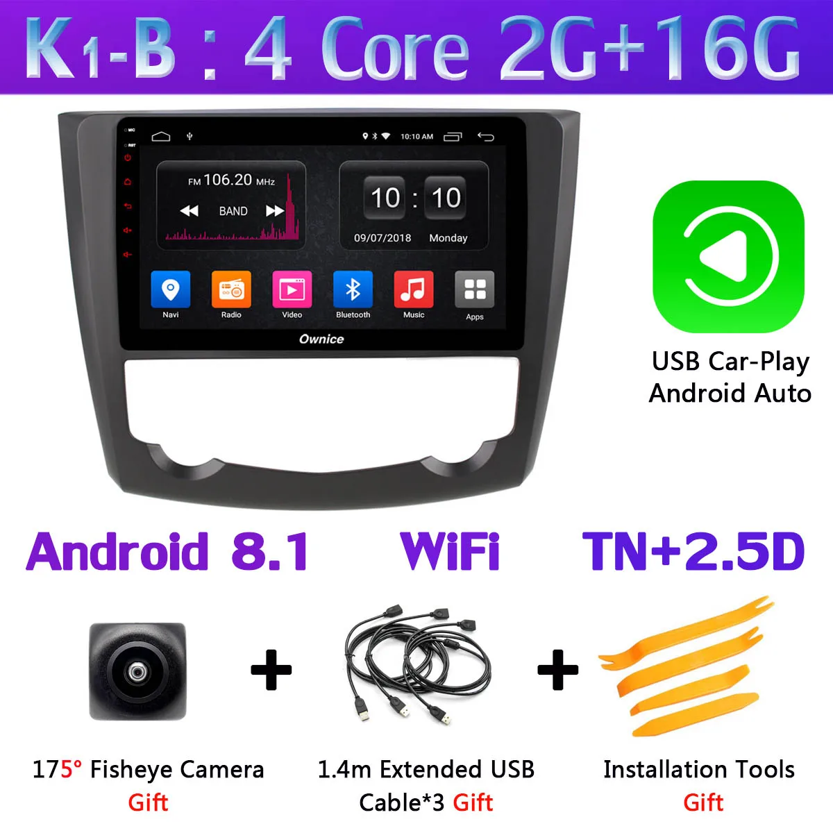 K1-B-CarPlay 360 ° панорамная 4 × камера 4G WiFi Android 9,0 4G+ 64G SPDIF DSP CarPlay Автомобильный мультимедийный плеер для Renault Kadjar- gps радио - Цвет: K1-B-CarPlay