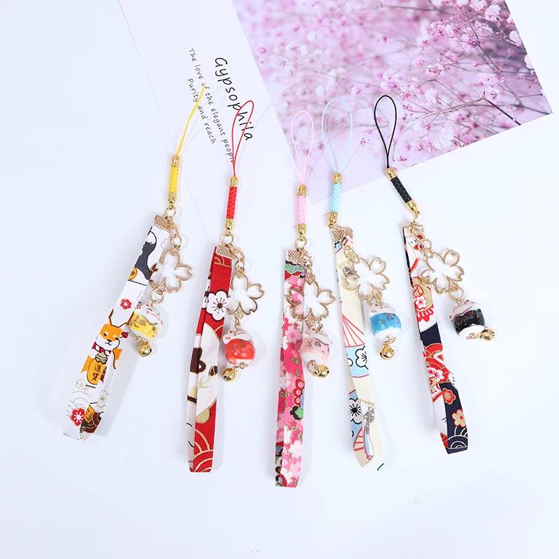 

Janpanese Smart Phone Strap Lanyards For IPhone Samsung Decor Daisy Flower Cat Bell Mobile Phone Strap Hang Rope Phone Charm