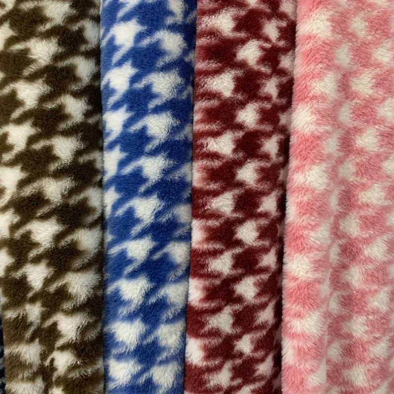 

Rabbit Fur Print Houndstooth 10mm High Clothing Shoes Handbags Toys Plush Fabric