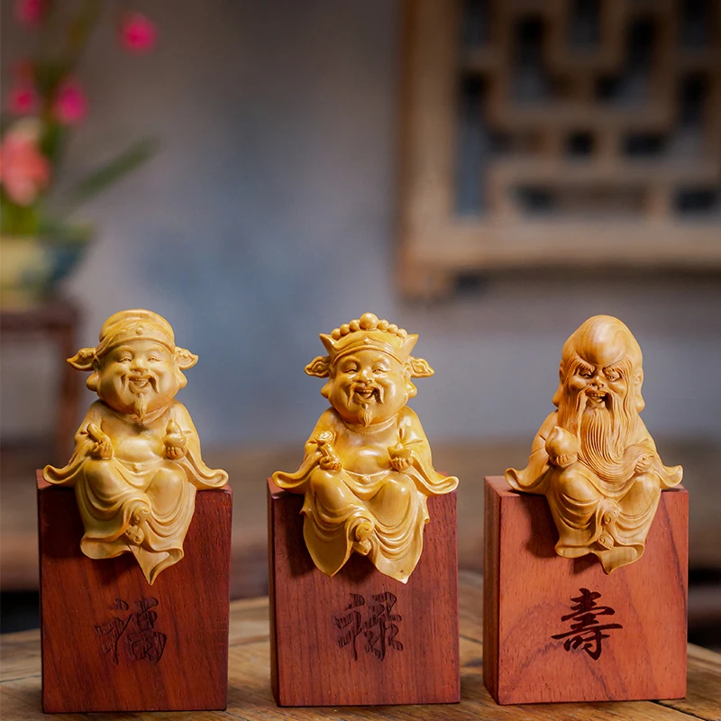 Фигурка китайской мифологии Sanxing Wood Fu lu shou фигурка хорошего качества с тремя