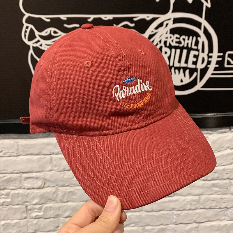 Baseball cap female Korean version wild fashion trend soft top letter embroidery big head is thin duck tongue hat male