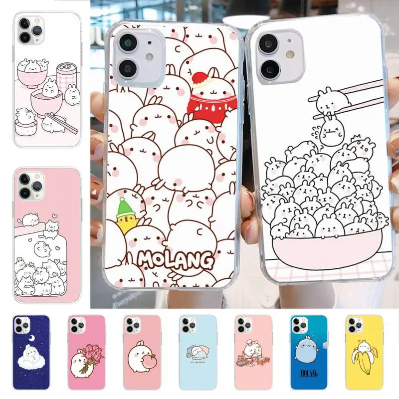 

Kawaii Molang Cartoon Anime cat Phone Case for iphone 13 8 7 6 6S Plus X 5S SE 2020 XR 11 12 mini pro XS MAX