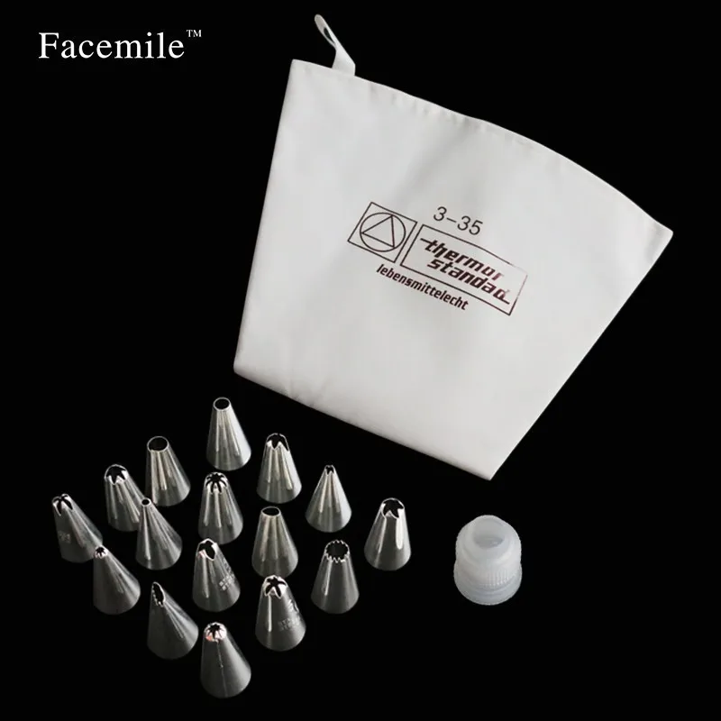 

16-piece stainless steel decorating mouth Add converter piping bag set Cake cookie decorating mouth Cake decoration