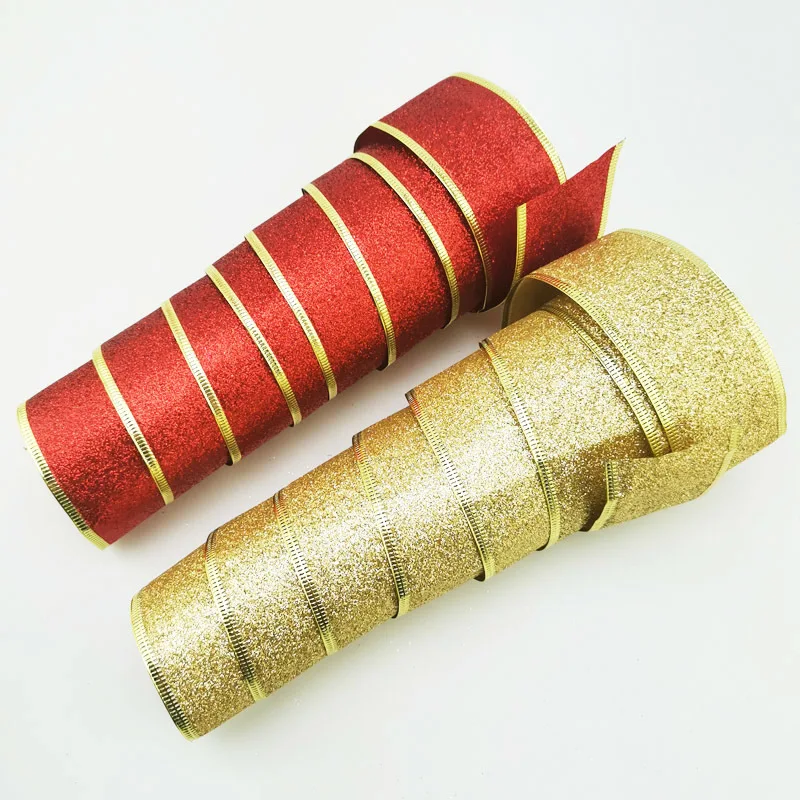 (2 м/рулон) 50 мм лента с блестящим золотым порошком украшение для рождественской