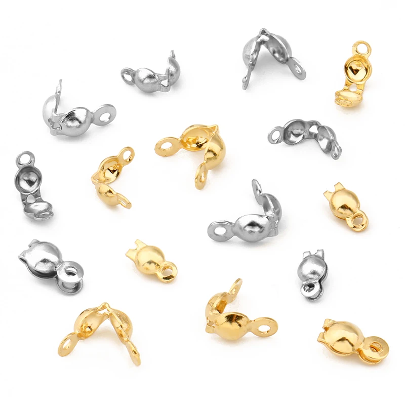 

100Pcs Stainless Steel Necklace Chain Connector Clasp Accessories Ball Chain Crimps End Beads Findings For DIY Jewelry Making