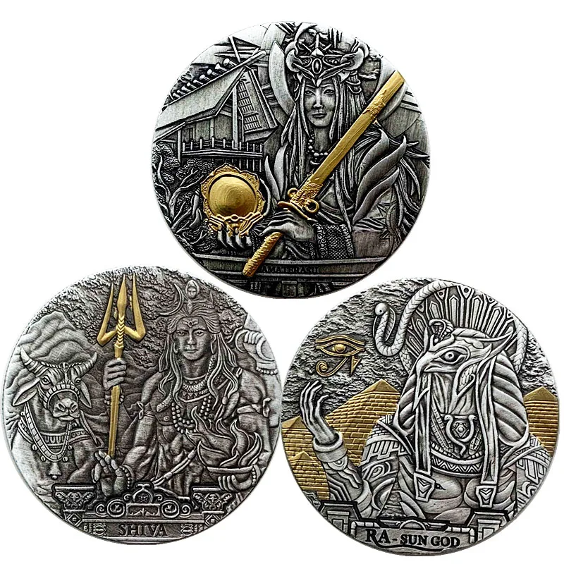 Древняя египетская мифология Ra Sun God сувенир подарок позолоченная Коллекционная