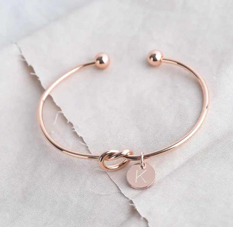 Персонализированные узел первоначального Браслеты браслеты A Z 26 букв браслет с