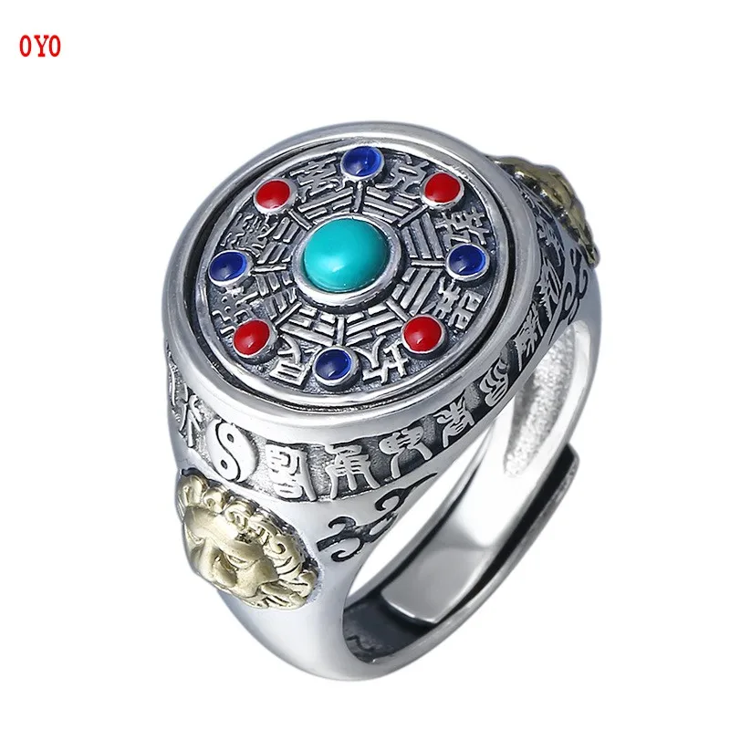 

100%925 sterling silver Thai silver code body rotation gossip restoring ancient ways ring The boy new ring