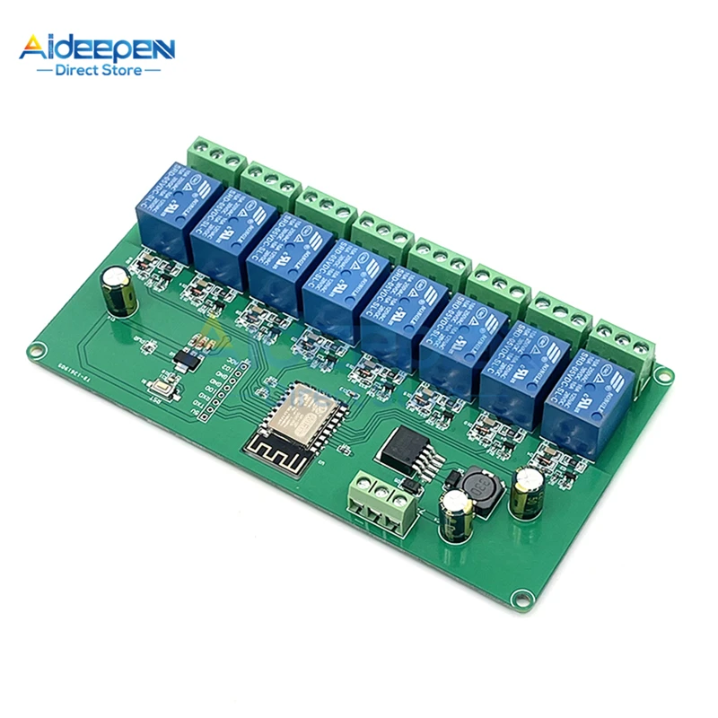 DC 5 В/7-28 в ESP8266 Беспроводной Wi-Fi 8-канальный релейный модуль ESP-12F макетная плата для