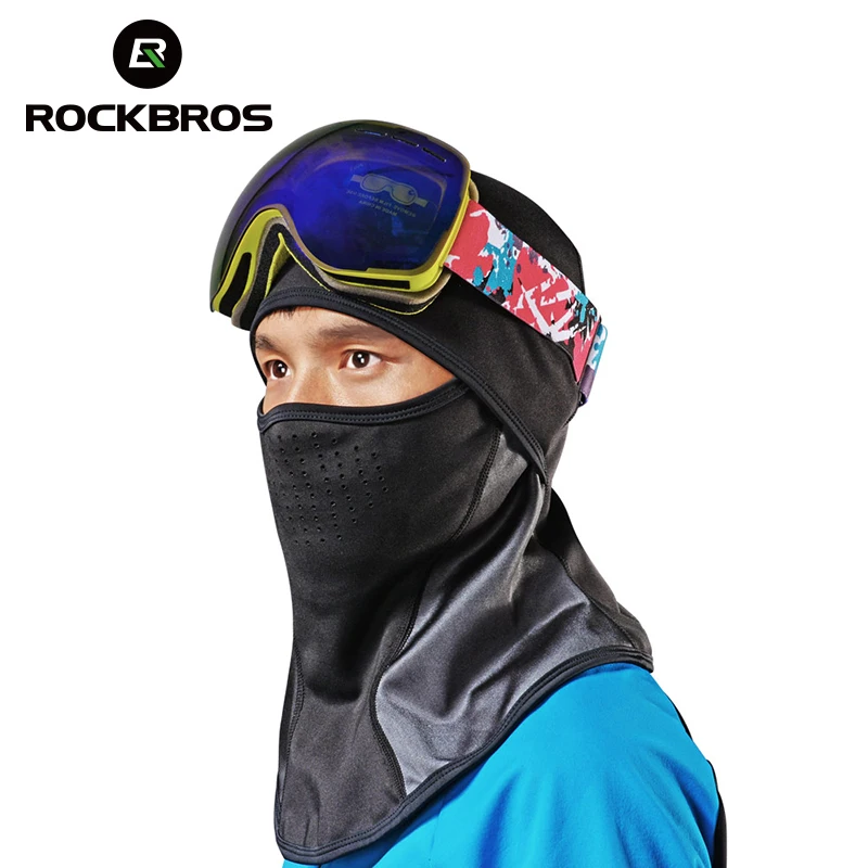 ROCKBROS Winter Windproof Keep Warm Cycling Cap Fleece Thermal Ski Balaclava Bicycle Face Mask Hat Headwear Bike Caps | Спорт и