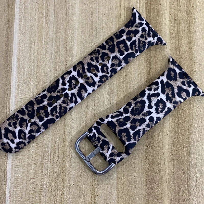 

Leopard Printing Silicone Strap for Apple Watch Band 44MM 40MM 38MM 42MM Floral Bracelet Belt for iWatch Series 6 SE 5 4 3 2 1