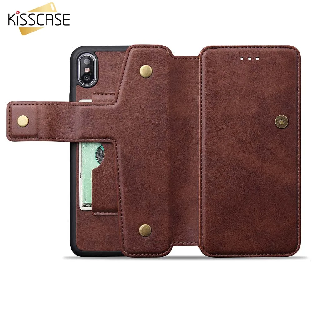 Чехол KISS кожаный Ретро флип чехол для iPhone X XS 6 7 8 6S 7Plus 6Plus Plus MAX 8Plus Capinhas с