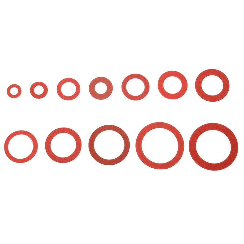 600 шт. 12 размеров плоская шайба красный Сталь Бумага изоляцию волокна плоское