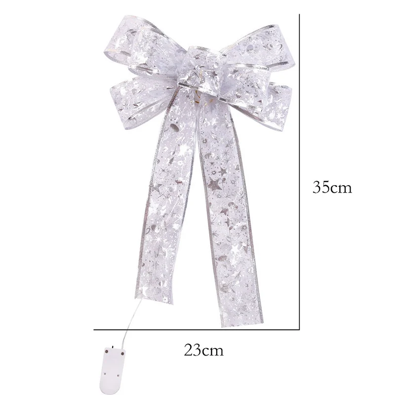 Творческий Серебряный и принтом в виде банта с светодиодный свет Ёлочные банты