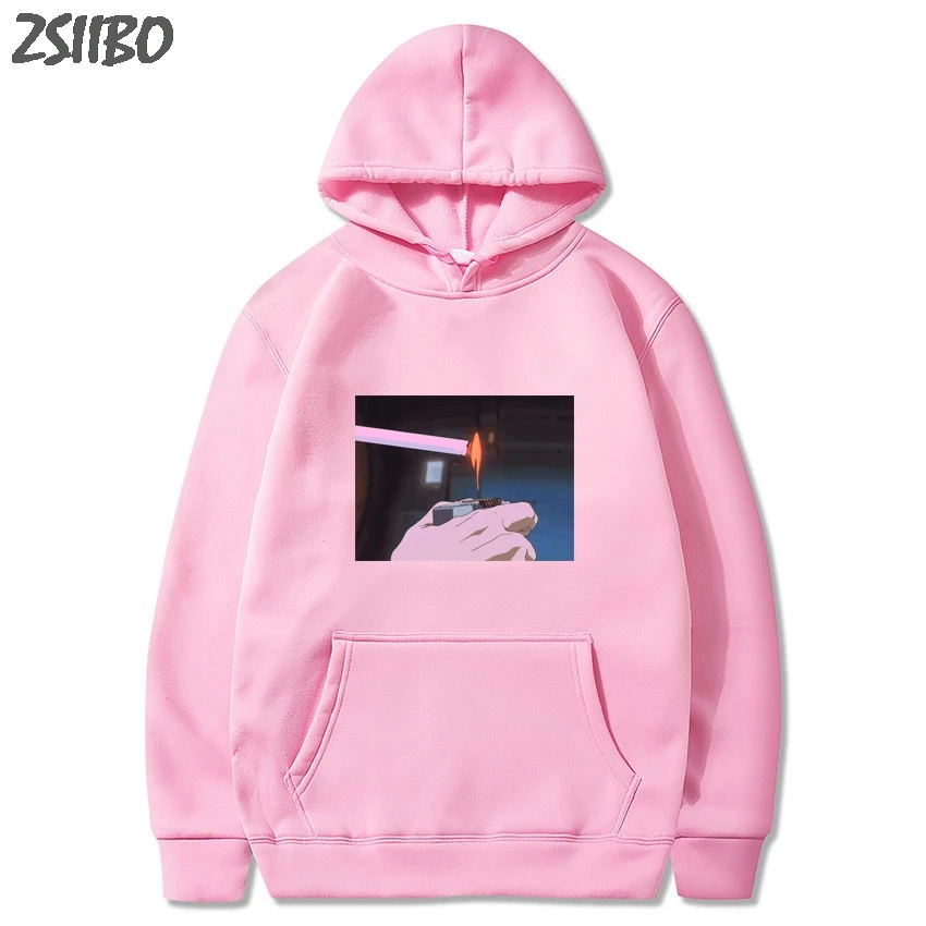 Harajuku Sad somke Vapor wave принт Забавный аниме принт унисекс толстовка мужские толстовки мужские повседневные топы с капюшоном уличная одежда - Цвет: Fen2