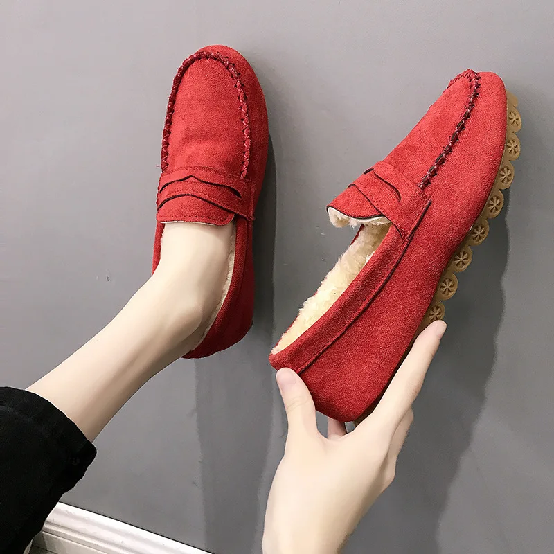 

Women Shoes 2020 Suede Plus Velvet Warm Female Flat Shoes Solid Color Cotton Shoes Women Non-slip Casual Shoes 8891-1-1