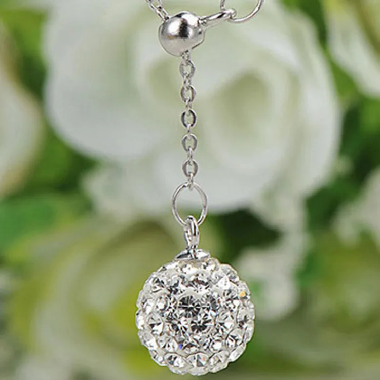 

UFOORO S925 Sterling Silver Crystal Necklace Elegant Jewelry Women's Accessories Rhinestone Ball Clavicle Chain