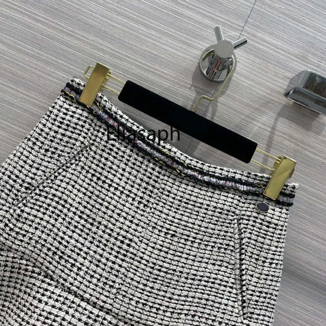 Sweet Black Plaid Skirts for Women Summer High-end Brand Fashion Contrast Weave Tweed Skirt Preppy Style High Waist Skirts Lady