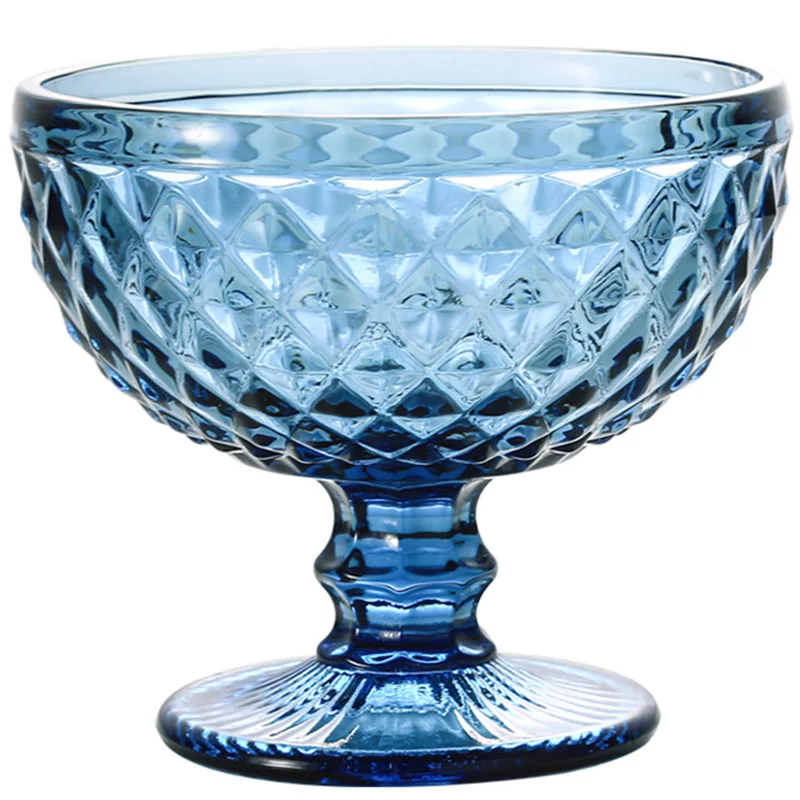 

4pcs/set Creative color embossed glass cup Whiskey Cocktail Glasse Vintage ice cream cups salad bowl goblet juice cup