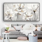 Белая Цветочная абстрактная картина маслом на холсте плакаты и принты Картина на холсте Куадрос Настенная картина для декора гостиной