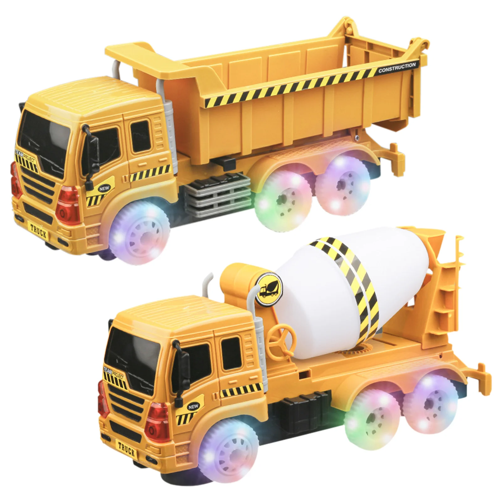 

With Light Engineering Bulldozer Crane Working Cement Mixer Truck Car Building Block City Construction Toy Compatible