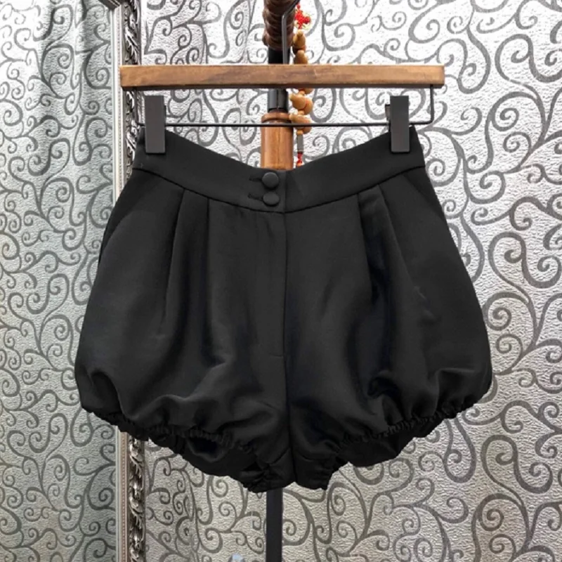 

2020 Autumn Fashion Shorts High Quality Women Hip Pocket Patchwork Elastic Bottom Casual Vintage Short Pants Ladies Brown Shorts