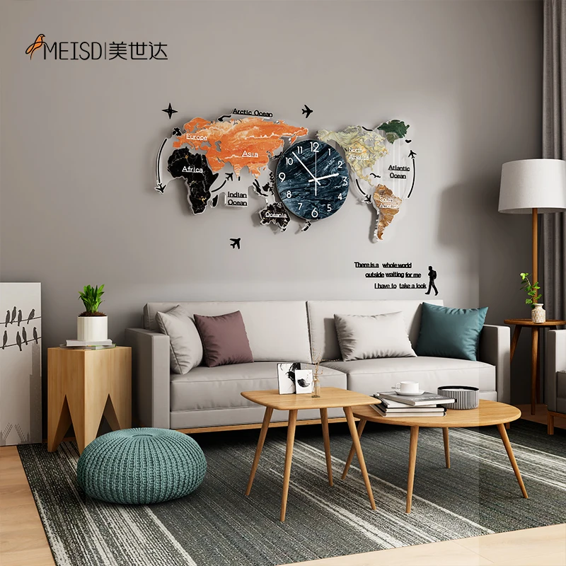 

MEISD Original World Map Watch Large Decorative Clocks Quartz Silent Living Room Home Decor Wall Horloge Hot Sale Free Shipping