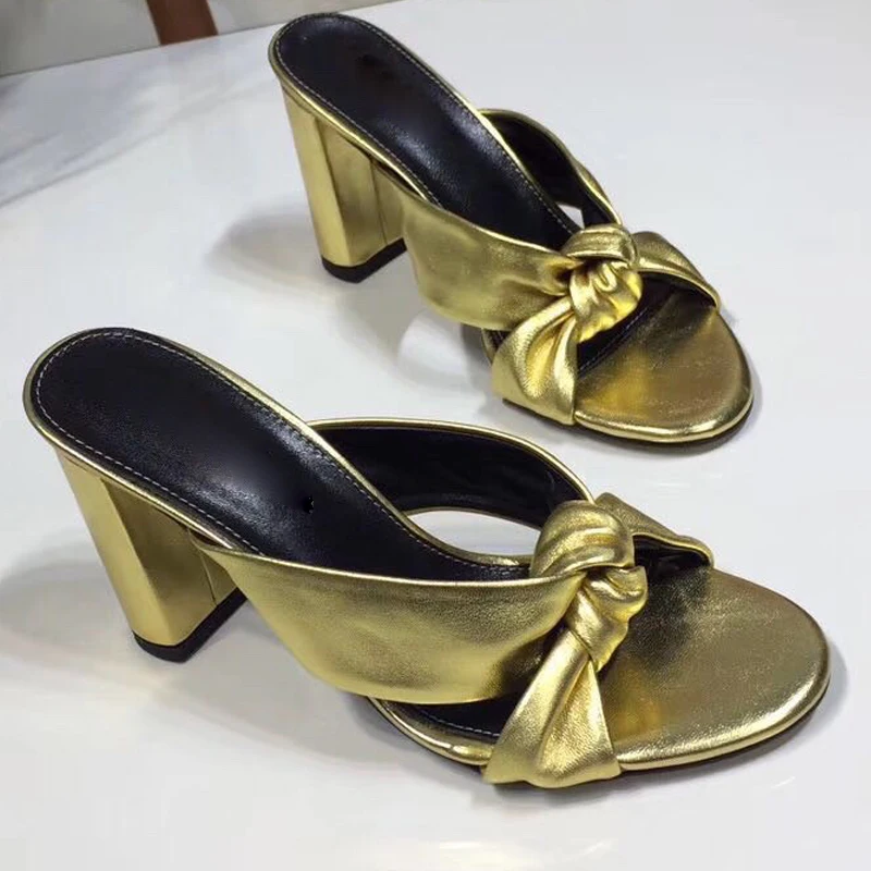 

Prowow Explosion Women Slippers Genuine Leather Bowknot Imported Sheepskin Outdoors Party Fashion 2021 Summer Ladies Pumps