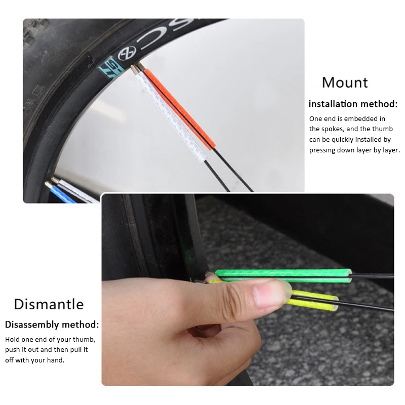 

12Pcs Bike Bicycle Wheel Spokes Reflective Sticker Tube Warning Safety Light DIY Cycling Reflector Reflective Tubes Hot Sale