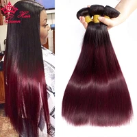 queen hair ombre human hair bundles 1b 99j straight hair bundles remy brazilian hair weave red wine human hair for making wig