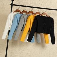 knitted ladies sweaters outerwear black blouses clothing crochet top jersey cropped tricot korean fashion style cardigan female